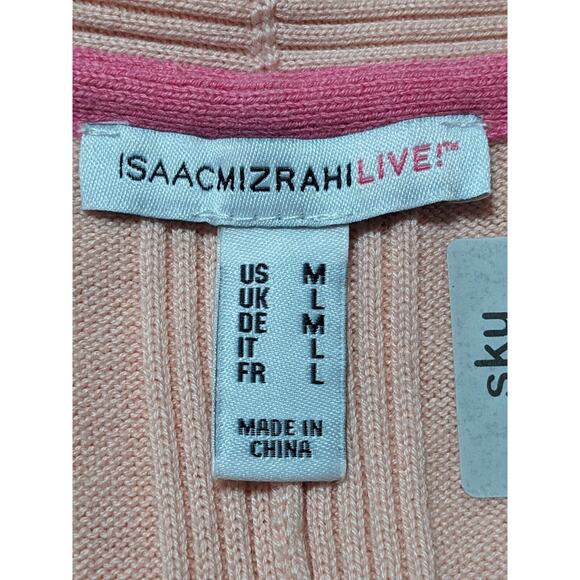 Isaac Mizrahi Live! Open Front Cardigan Sweater Women Size M Pink Flutter Hem - Picture 8 of 13